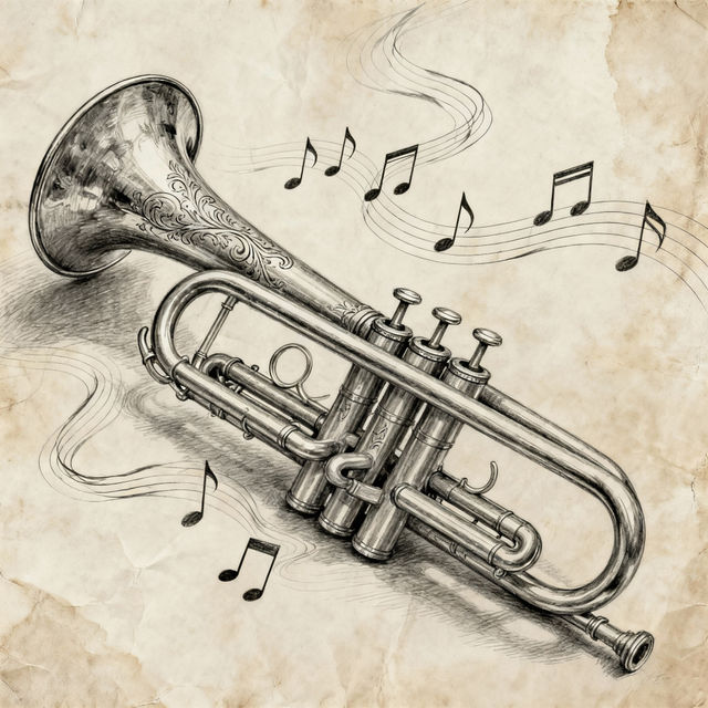 Trumpet Drawings - AI Generated Art gallery