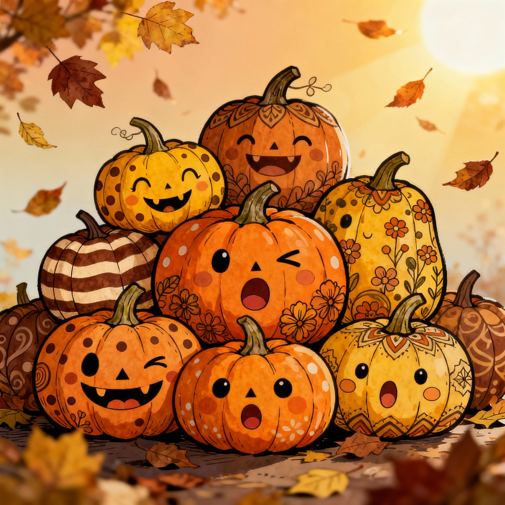 Pumpkin Designs Drawing - AI Generated Art