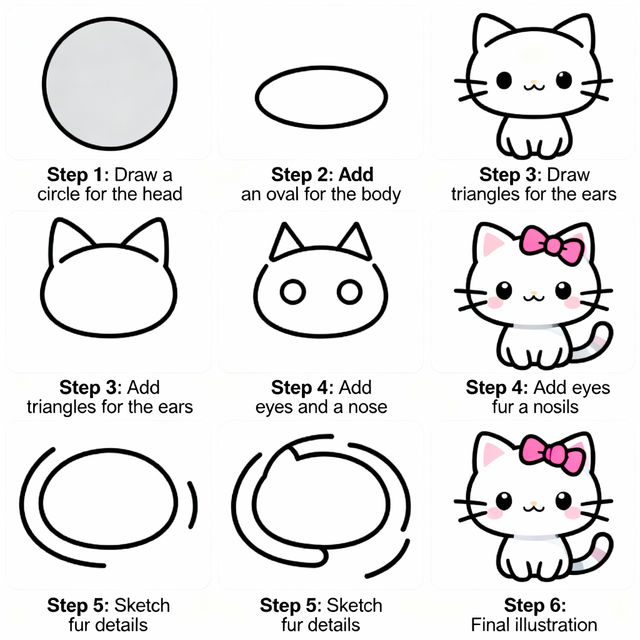 Cat Drawing Step By Step gallery