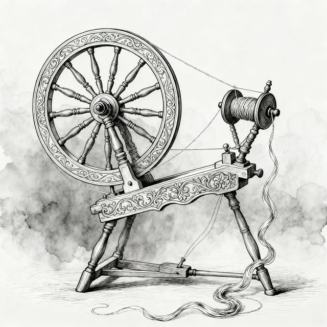 Spinning Wheel Drawings gallery