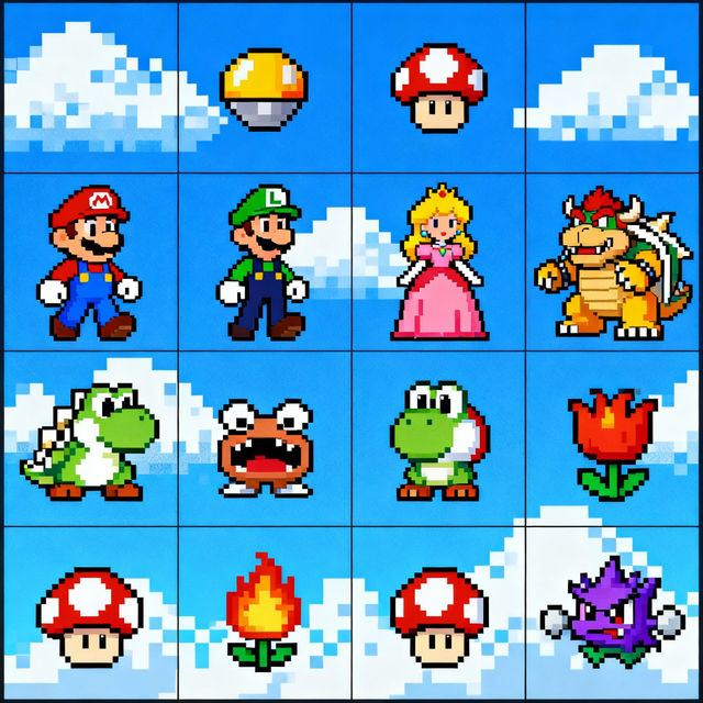 Mario Pixel Art Grid gallery
