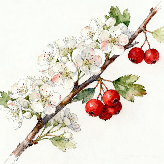 Hawthorn Flower Drawings gallery