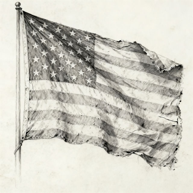 American Flag Sketch - AI Generated gallery