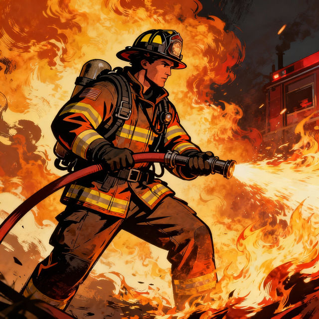 Fire Fighter Drawing - AI Generated Art gallery