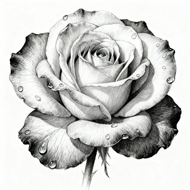 Black And White Drawing Of A Rose gallery