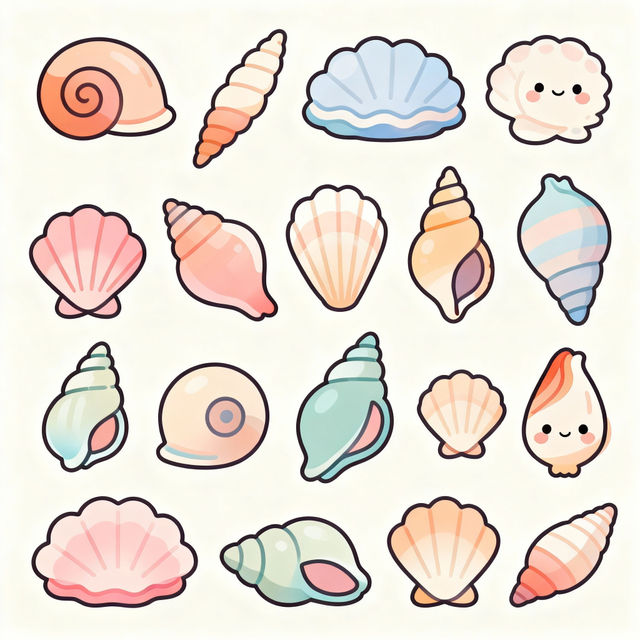 Cute Seashell Drawings - AI Generated Art gallery