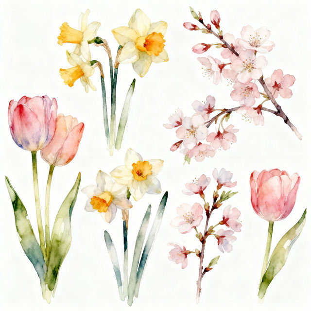 Spring Flowers Drawings - AI Generated gallery