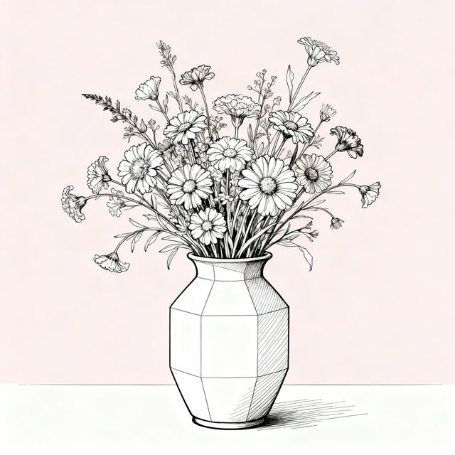 Flower Vase Drawings - AI Generated Art gallery