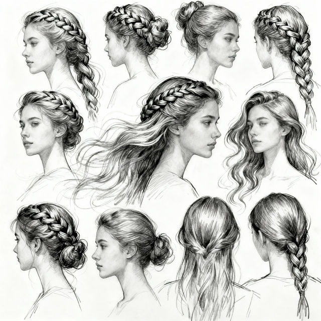 Hairstyles Drawing Reference - AI Generated gallery