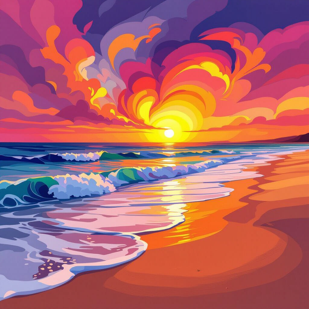 Abstract Beach Art - AI Generated & Customizable