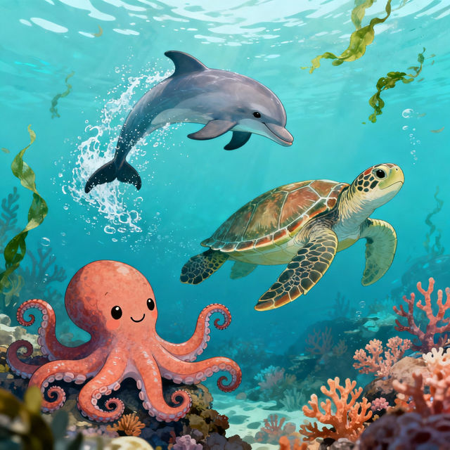 Sea Animals Drawings - Made With AI gallery