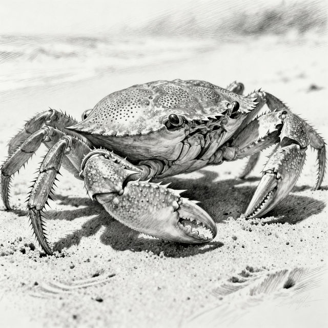 Realistic Crab Drawing gallery