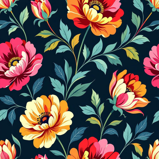 Bold Floral Wallpaper - Made With AI gallery
