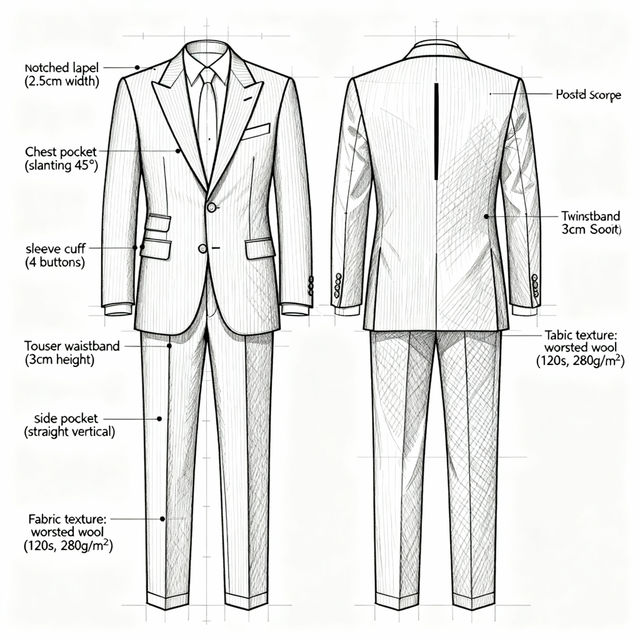 Suit Drawing Reference - AI Generated gallery