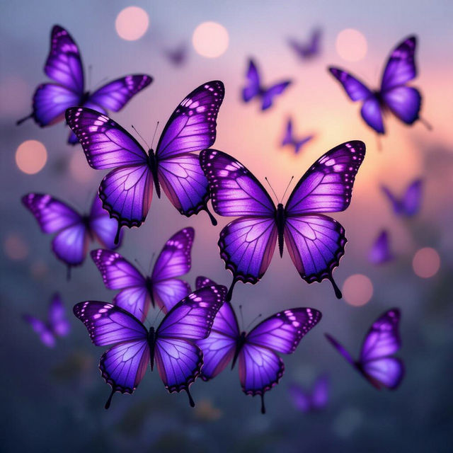 Purple Butterflies Wallpaper - AI Generated gallery