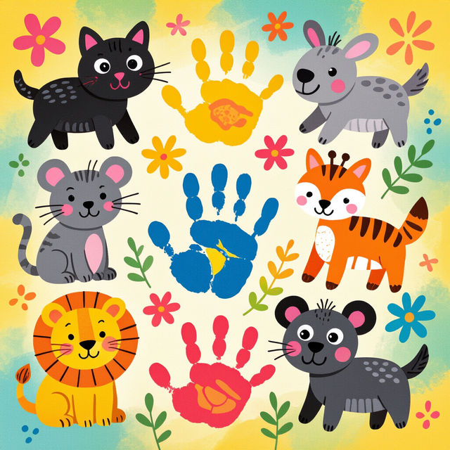 Kids Handprint Art gallery