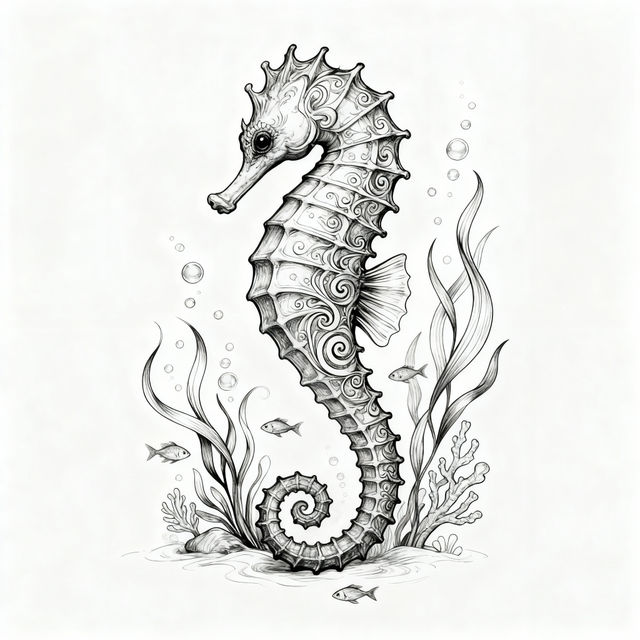 Sea Horse Drawings - AI Generated Art gallery