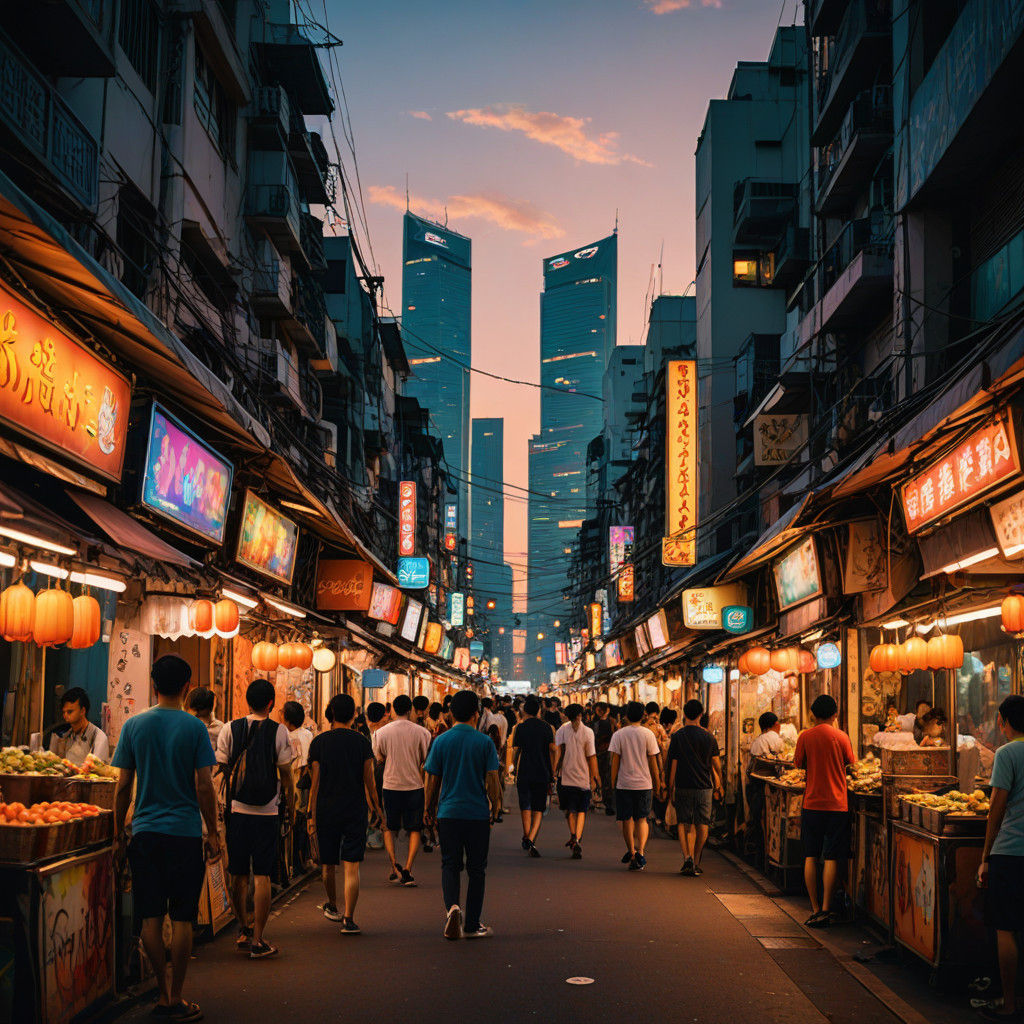 Bangkok City Nightscape in Vibrant Bokeh Art