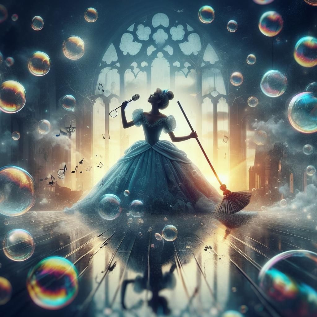 Cinderella's Whimsical Cleaning Scene in Fantasy Double Expo...