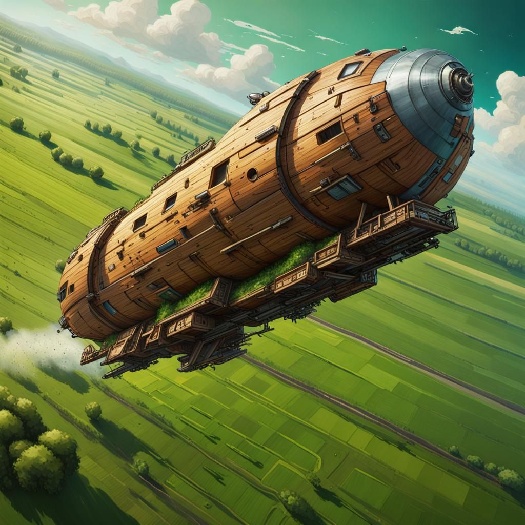 Vintage Space Freighters in Mid Flight