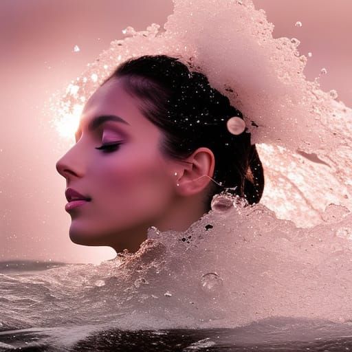 Radiant Goddess Emerges from Petal Pink Oasis