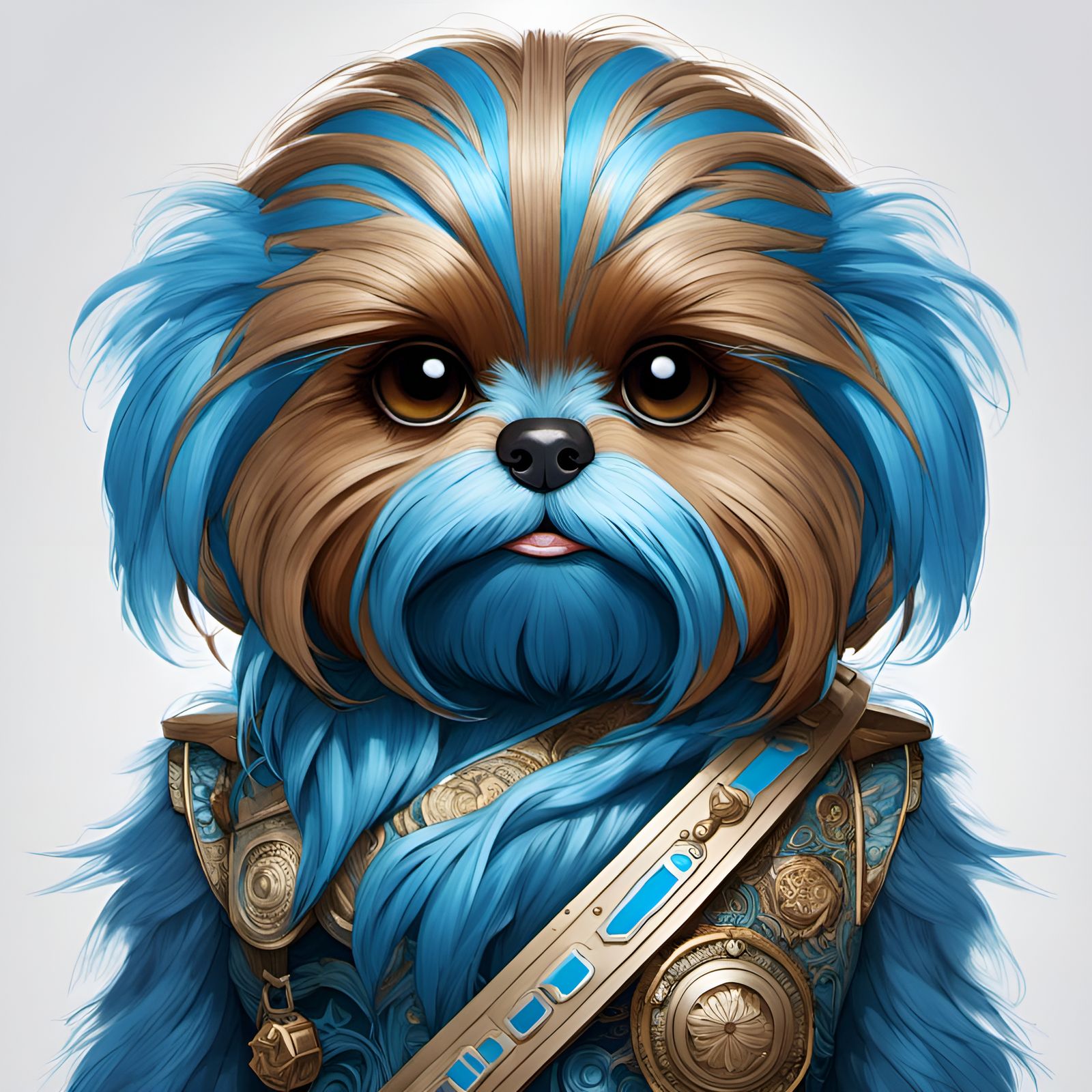 Adorable Chibi Blue Wookiee in a Sunny Day Scene