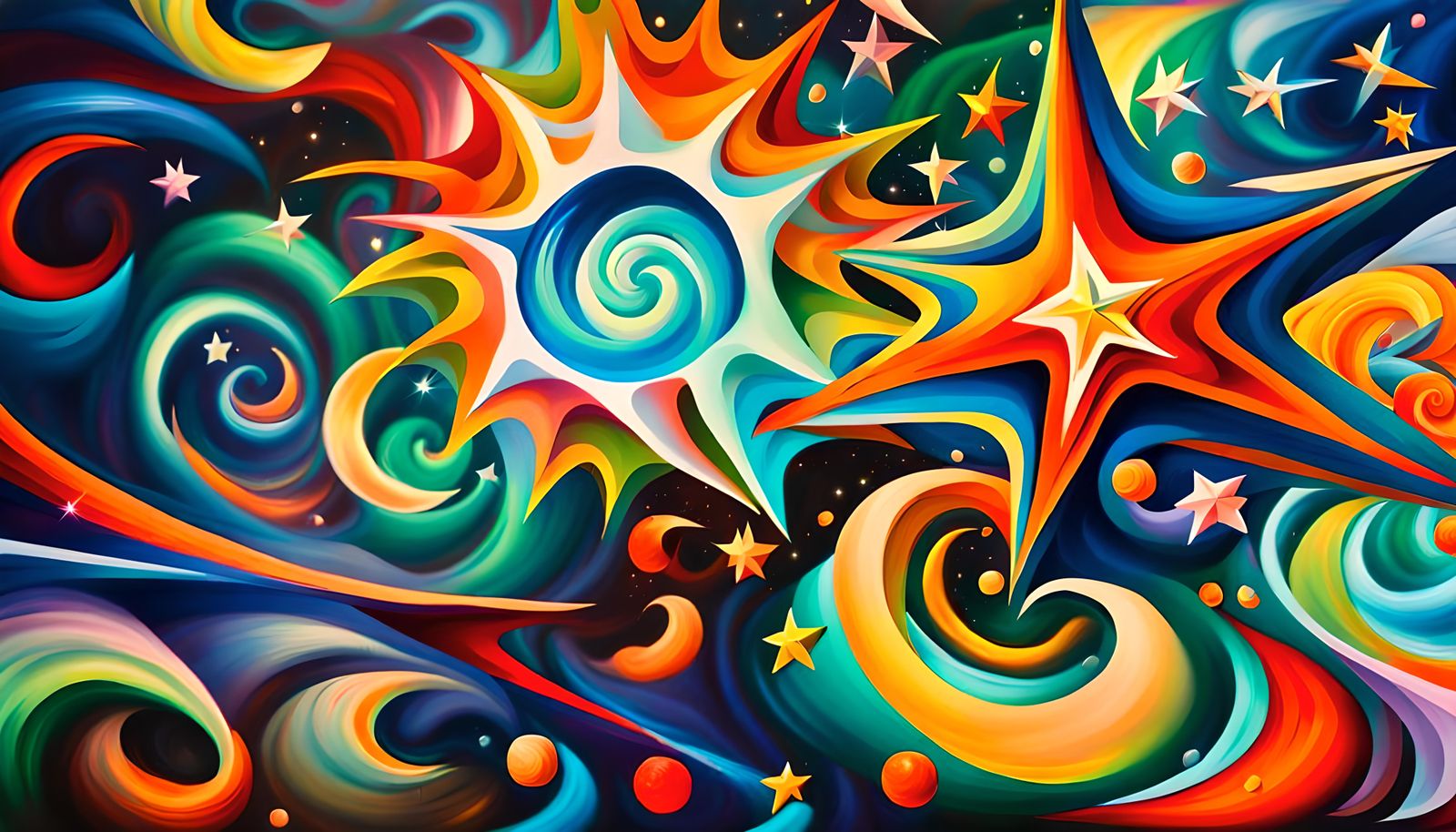 Swirling Stars in Electromagnetic Plasma: Impasto Oil Painti...