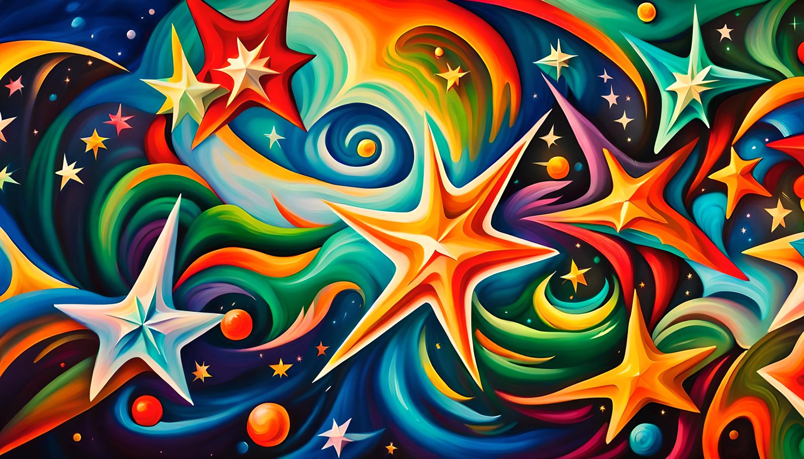 Vivid Impasto Stars Swirling in Plasma Maelstrom