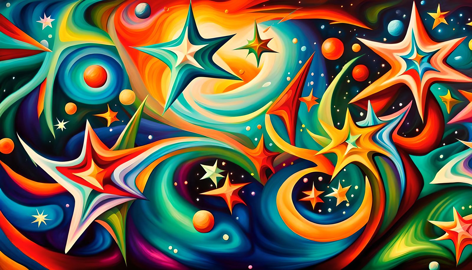 Swirling Stars in Electromagnetic Plasma: Impasto Oil Painti...