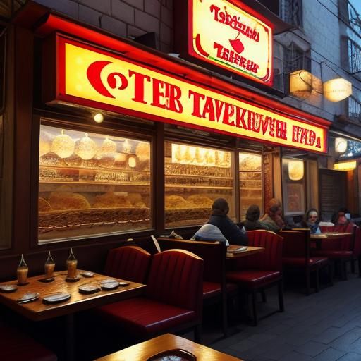 Turkish Kebab Tavern Scene in Vibrant Colors