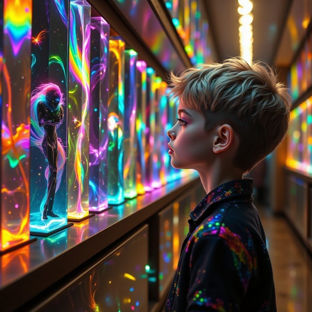 Rainbow Prism Deities in Cyberpunk Style