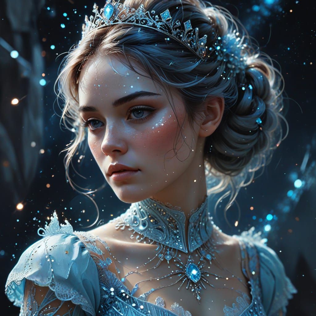 Princess in Blue Dress: Fantasy Digital Art