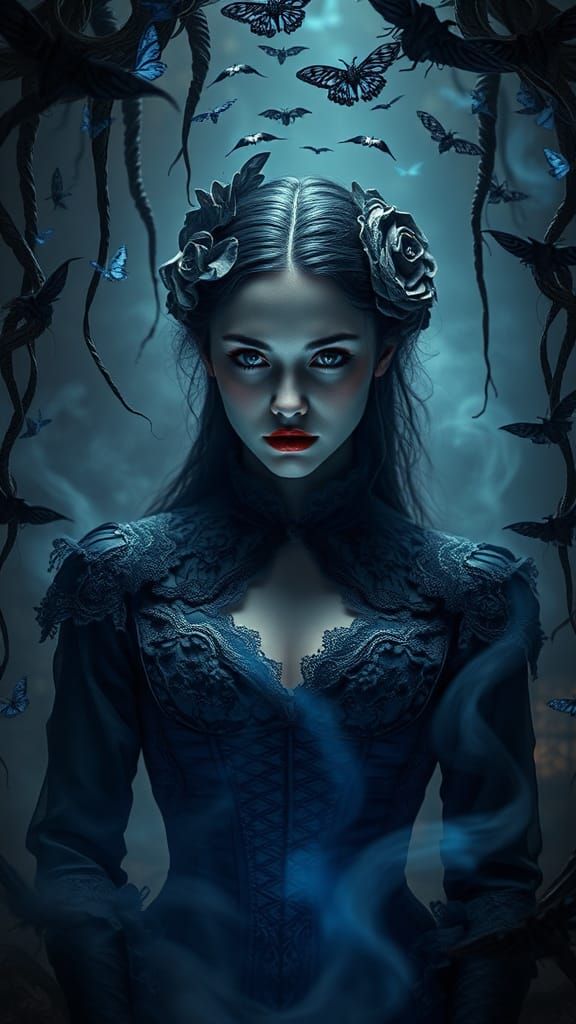 Origami Woman in Dark Fantasy Setting