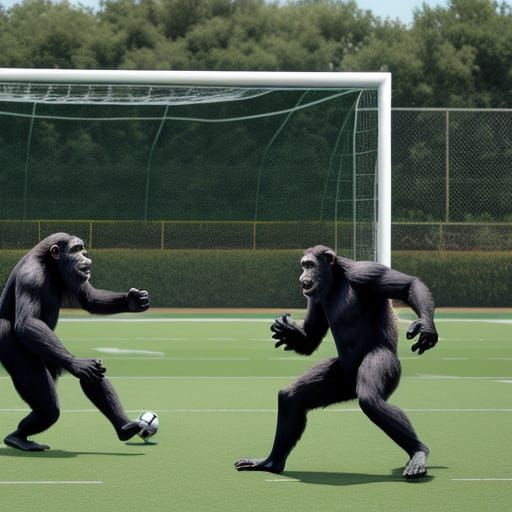 Apes playing football