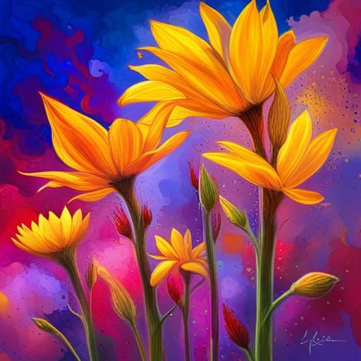 Vibrant Magical Blooms Emanate Ethereal Essence in Perfect G...