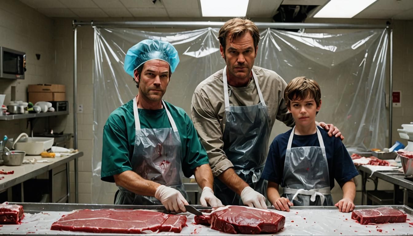 Butcher and apprentice son, Dexter Morgan and his young 10 y...