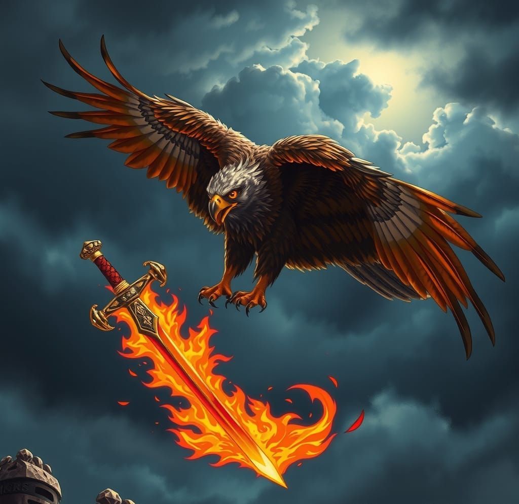 Epic Falcon Warrior Rides into Battle