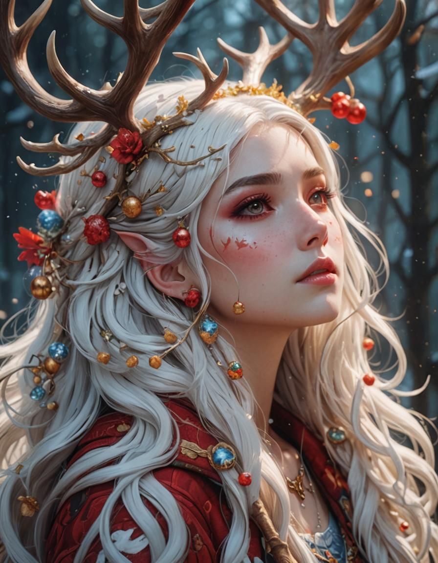 Kawaii Anime Girl with Majestic Antlers