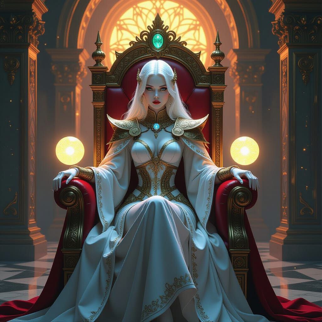 Albino Princess in Cyberpunk Palace