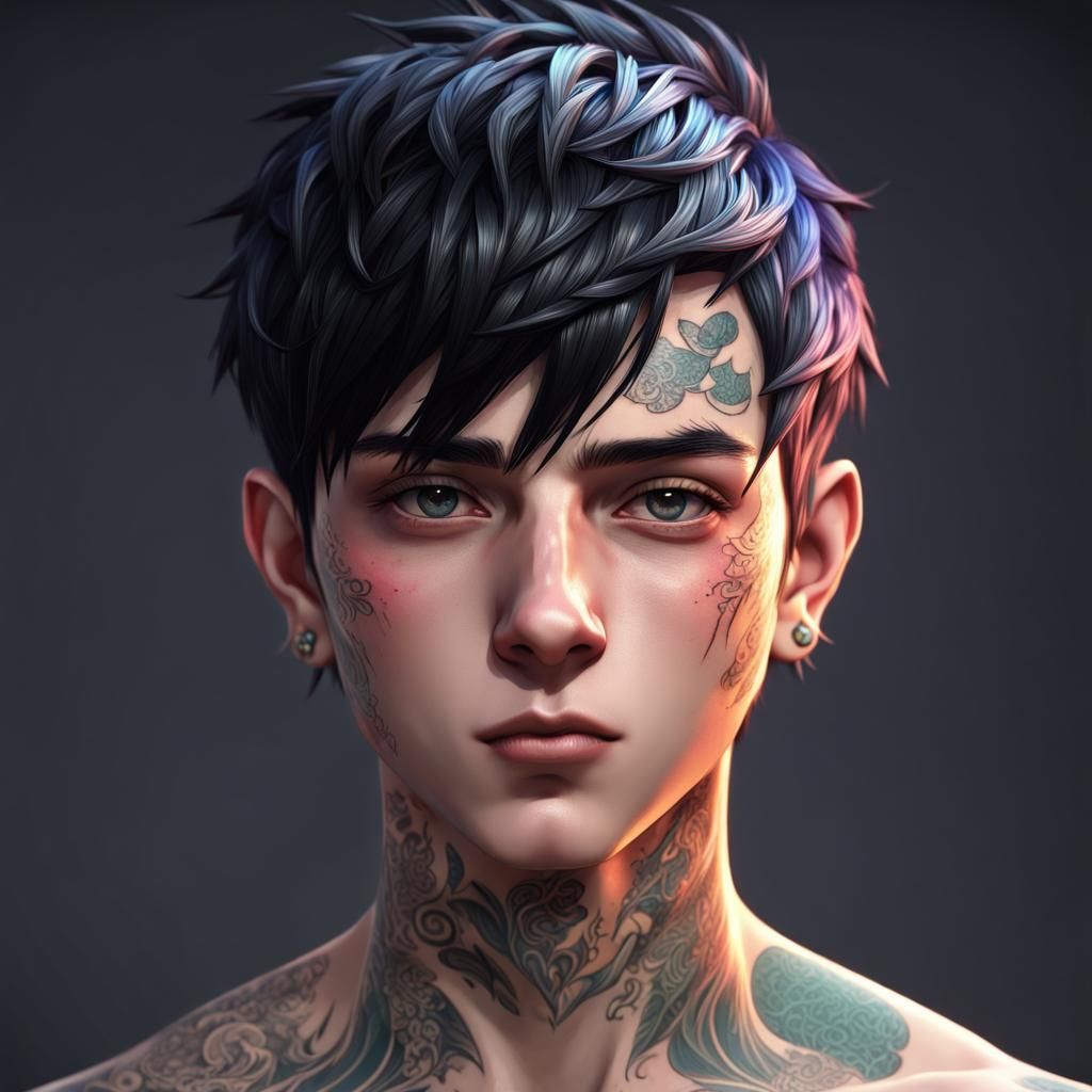 Tattooed anime boy...