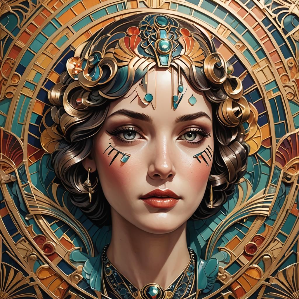 Glamorous Art Deco Portrait in Vibrant Color