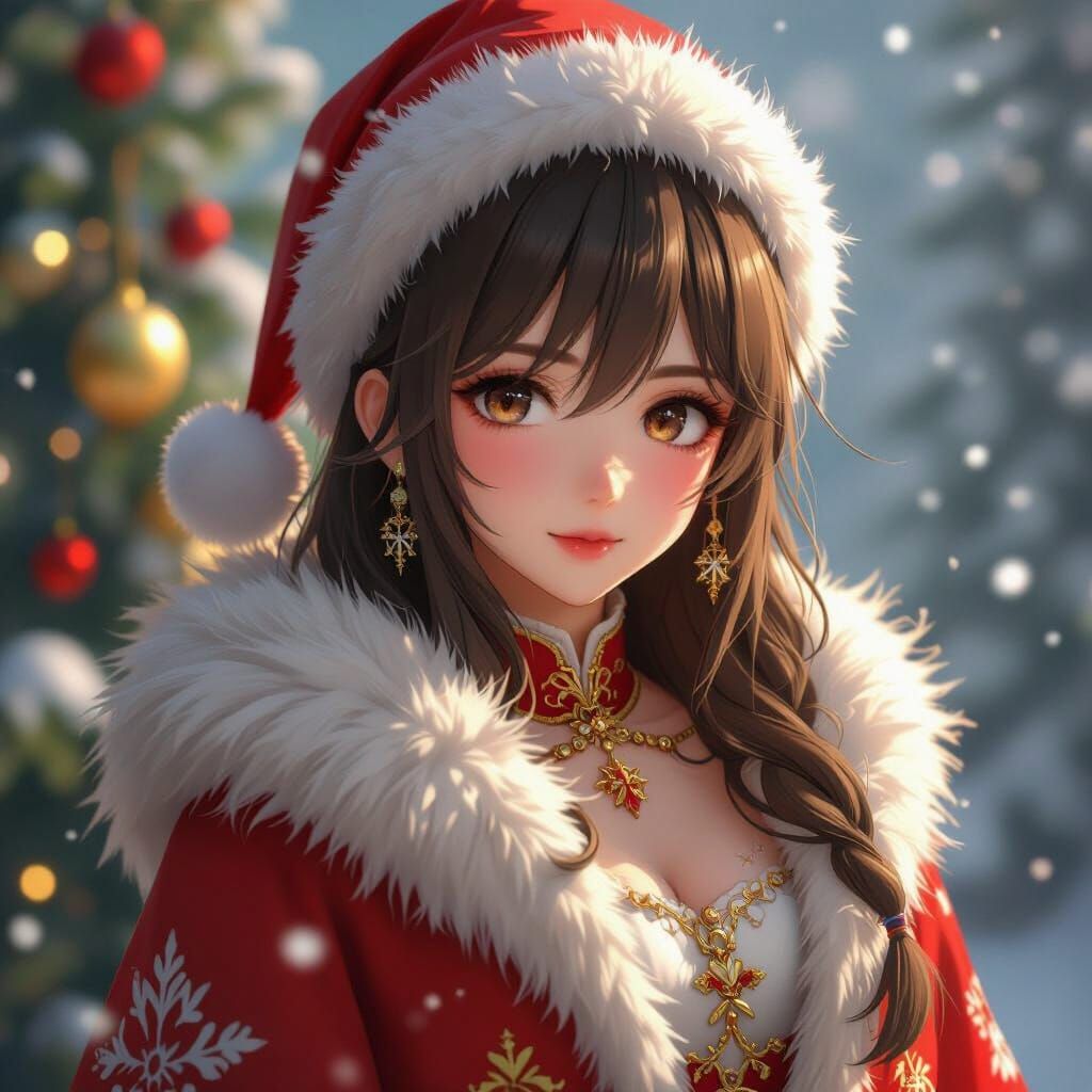 Breathtaking 3D Anime Christmas Portrait