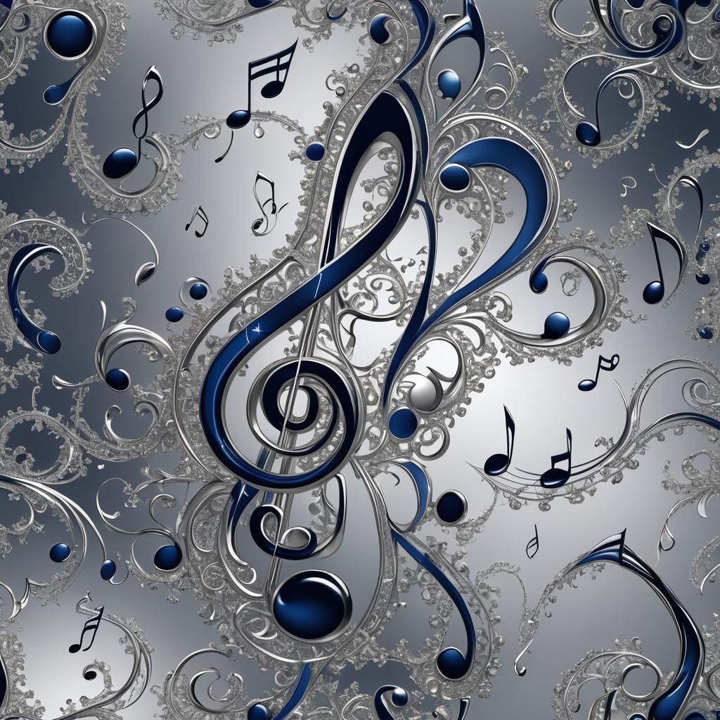 Ethereal Fractal Elegance in Midnight Blue and Silver