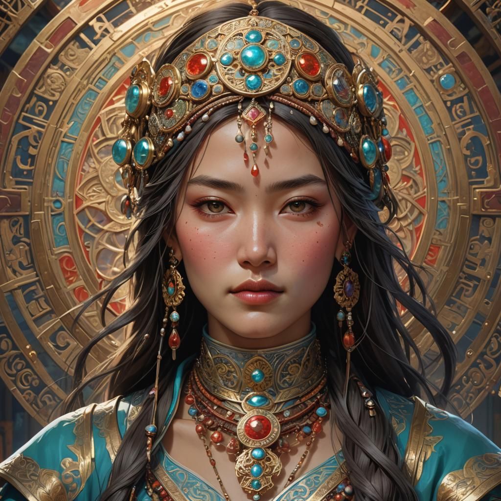 Ethereal Mongol Princess in Triadic Colors