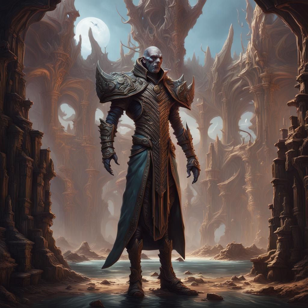 Fantastical Cyborg Artisan in Phantasmagoric Landscapes