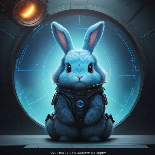 Cute Fluffy Bunny in a Futuristic Spacecraft