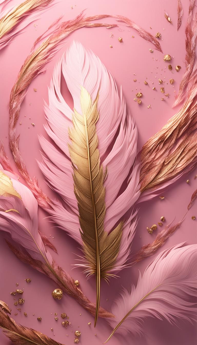 Rose-Golden Fantasy Scene in Intricate Detail