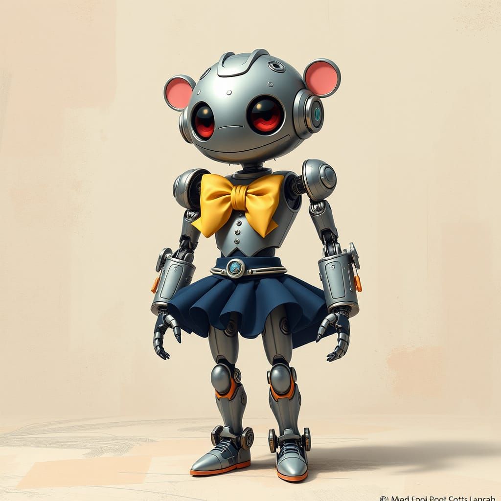 Anime Steampunk Robot with Ruffle Skirt