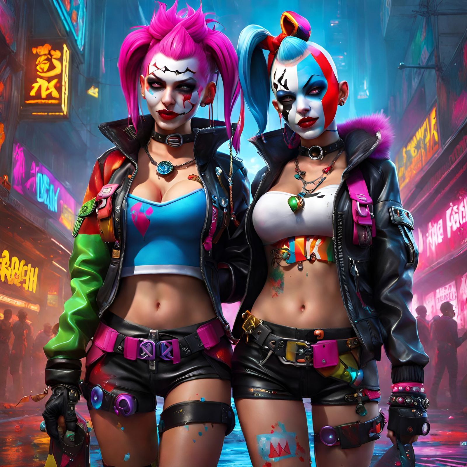Jinx and Harlequin: Anarchy Girls in Punk Splash Art