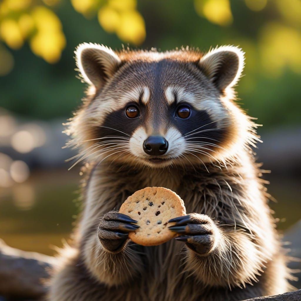 Cute Raccoon Portrait in Warm Light